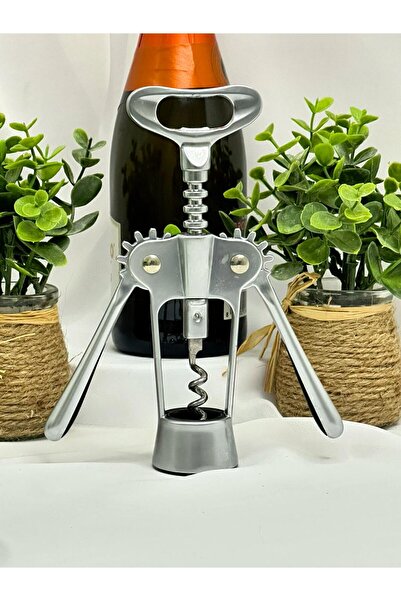 aden glass Paslanmaz Çelik Tirbuşon Lüks Şişe Açacağı Gümüş Mat Çelik