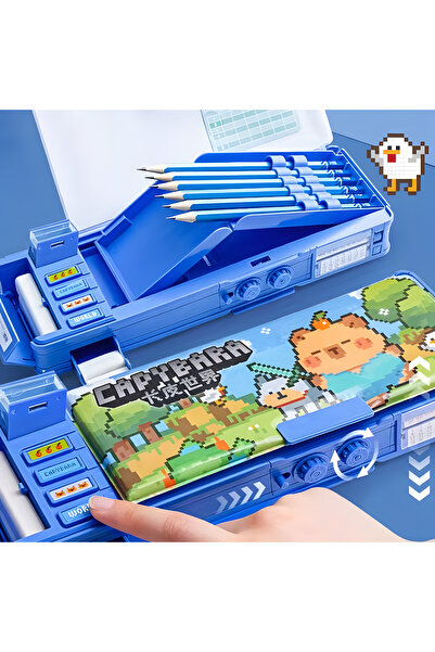 kardelen kırtasiye Minecraft Capybara Çok Fonksiyonlu Şifreli Kalemlik Okul Kalem Kutusu Kapibara