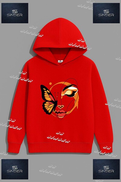 SS SİNSER Φούτερ Unisex με στάμπα  "KELEBEK GIRL ON FACE "