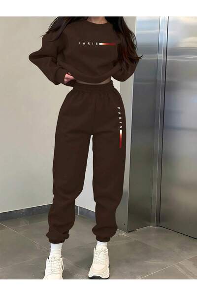 EYAX MODA Τυπωμένο unisex φούτερ με φαρδιά γραμμή και λαιμόκοψη ποδηλάτου / Φ...