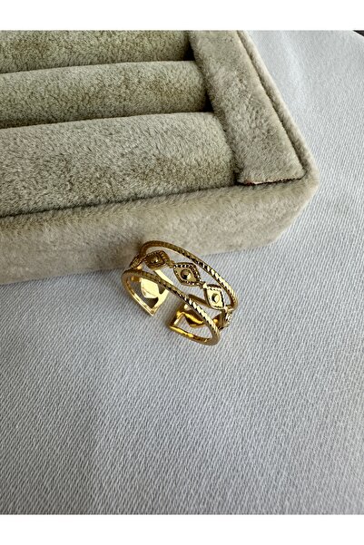 ringbox Vintage Steel Ring with Gold Eye Motif