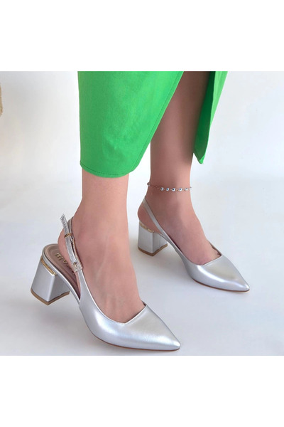 ZENGEZUR MALL Nrzsnt Buant Silver Skin Heeled Shoes (00110) (Size: 36)