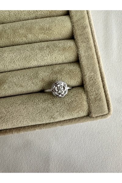 ringbox Silver Color Flower Steel Ring