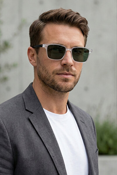 Kapin Frosted Transparent Acetate Frame Unisex Sunglasses - Polarized Glass