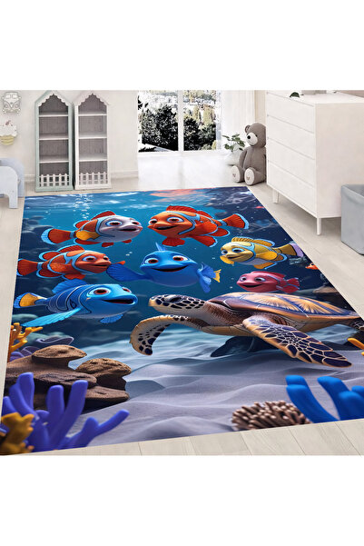 Reyhani Sevimli Balıklar Desenli Kaymaz Taban Makinede Yıkanabilir Çocuk Gamı...