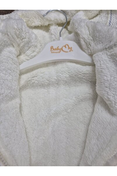 Superbaby Thick knitted ivory jumpsuit with hood for babies – winter model