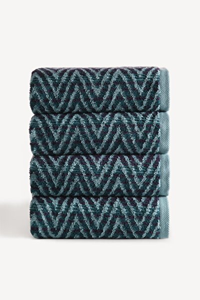 Cherx Set de 4 prosoape de mână Zyon, vopsite prin fire, Petrol 50x90