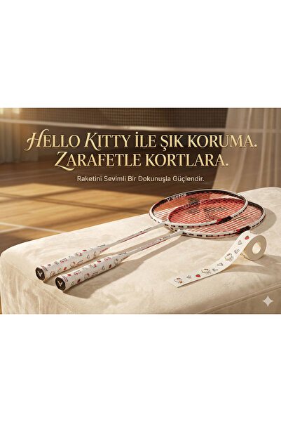 Hello Kitty Desenli Tenis Raketi Kafa Koruyucu (Raket kafa koruma bandı)