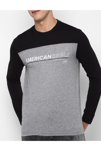 AMERICAN EAGLE Bluza, Negru/Gri