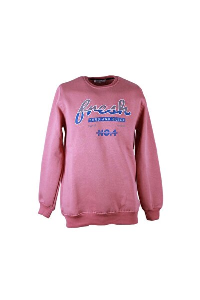 trender 26Kl71G08007 0 Collar 3 Thread Coral Men's Sweatshirt Fresh Print