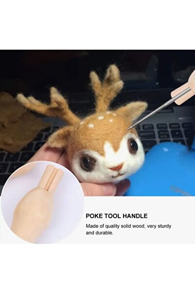 BALIM ÖRGÜ EVİ Wooden Ergonomic Handle Wool Felting Needle Kit with 7 Needles