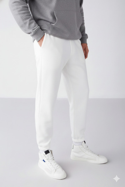 NİCE New Season Three Thread Men's Regular Fit Soft Fabric Black Sweatpants with Elastic Waist and Cuffs