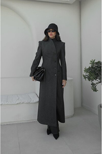 Havoş Παλτό με κουμπιά ανθρακί λεπτής εφαρμογής