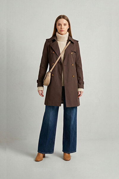 Soydan Güner Su Itici Özellikli Kırışmaz Kumaş Trençkot Kahve 5840