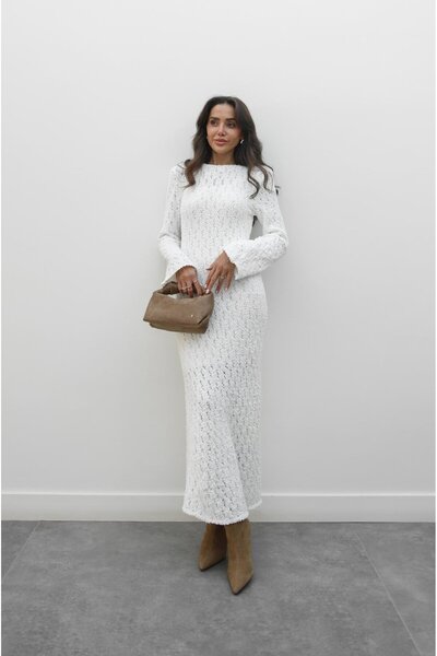 Havoş Λευκό φόρεμα με επένδυση με υψηλής ποιότητας υφή