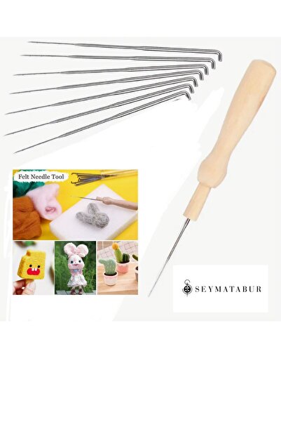 BALIM ÖRGÜ EVİ Ahşap Ergonomik Saplı Yün Keçe İğne Seti 7 İğneli