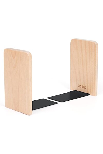 Winter Shore Set of 2 Bookends, Solid Wood and Metal, Non-slip, 11x8x13 cm