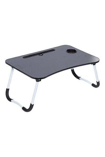 GENERIC4 Portable Foldable Laptop Table with iPad Holder and Cup Holder - Black