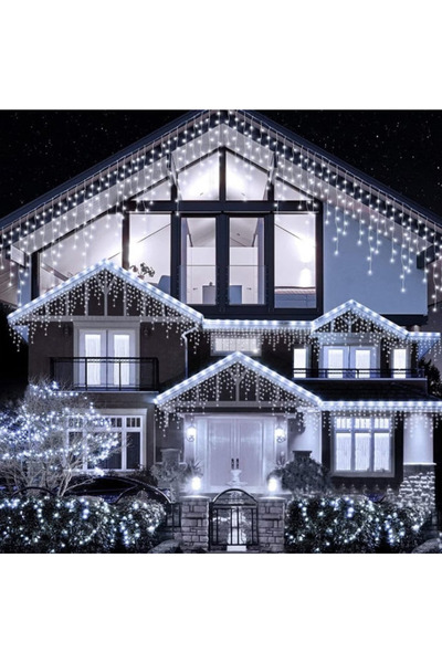 Sofia Store Christmas fringe installation, icicle pattern, 8 M, 200 LED, interconnectable, cool white
