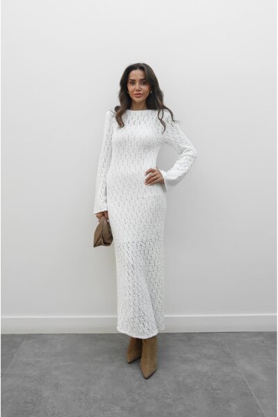 Havoş Λευκό φόρεμα με επένδυση με υψηλής ποιότητας υφή