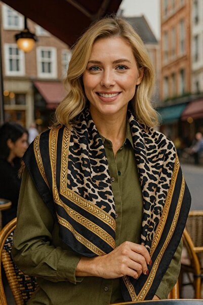 MARBERRY FLR18 Eșarfă de damă cu model 90x90 cm