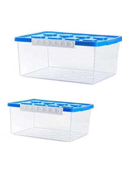 Winter Shore Toy storage boxes for children, transparent with locking lids, set of 2