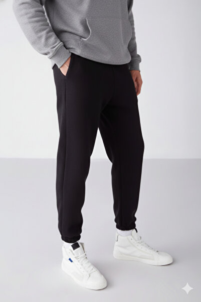 NİCE Νέα σεζόν Ανδρικά φούτερ με τρεις κλωστές, κανονική εφαρμογή, μαλακό ύφασμα, ελαστική μέση και πόδια, μαύρο φούτερ