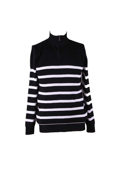 trender Arpol Mock Neck Zippered Pl Black Men's Sweater 26Kl71Gt3006