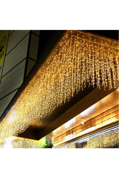 Sofia Store Christmas fringe installation, turturi pattern, 6X1 M, 240 LEDs with warm white flash