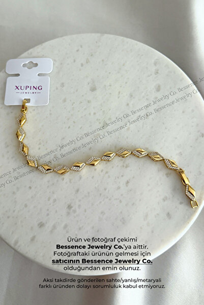 Bessence Jewelry Co Xuping 14K Gold Luxury Zigzag Model Çelik Bileklik, 17 CM...