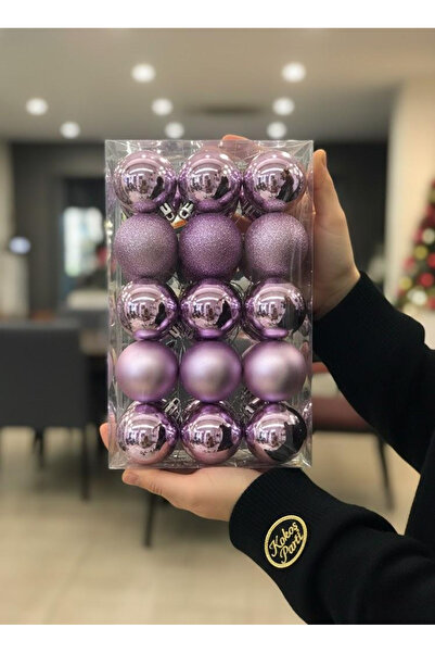 Kokoş Parti Yılbaşı Ağacı Süsü Seti 30'lu • Noel Süsleri • Parlak ve Mat Lila...