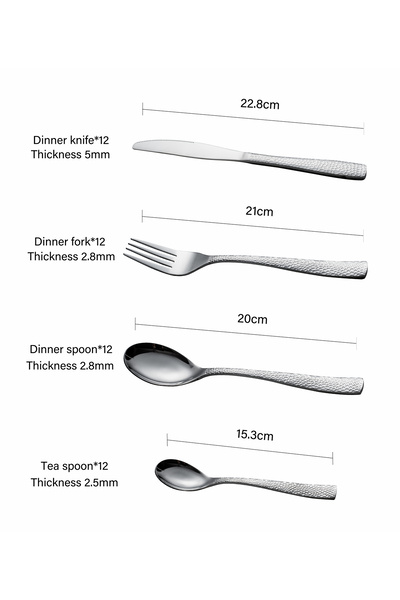 Malooki Textured Silver Cutlery Set – 6 people, 24 Pieces with Premium Design