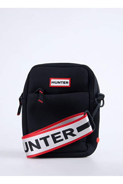 Hunter Siyah Erkek Postacı Çantası Dunlude Woven Tape Strap Crossbody