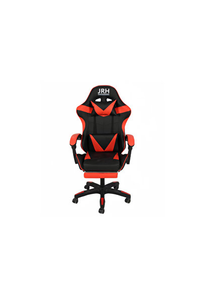 OEM JRH Professional Gaming Chair, King Size, Steel Frame, Synthetic Leather, 130 kg, lumbar cushion - red