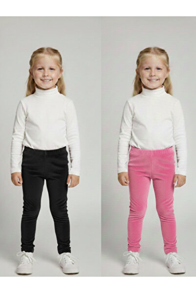 İnan Kids 2li Kız Çocuk Fitilli kadife Tayt -Rahat Kışlık Esnek