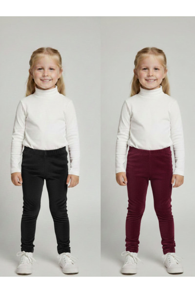 İnan Kids 2li Kız Çocuk Fitilli kadife Tayt -Rahat Kışlık Esnek