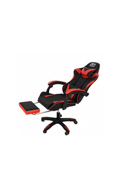 OEM JRH Professional Gaming Chair, King Size, Steel Frame, Synthetic Leather, 130 kg, lumbar cushion - red
