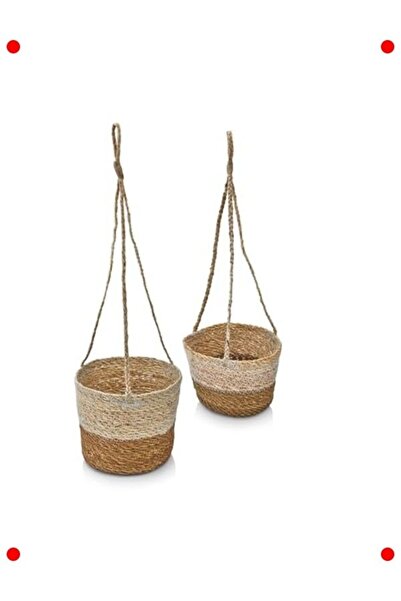 Genel Markalar 2'li El Yapımı Hasır Asma Saksılık Seti
