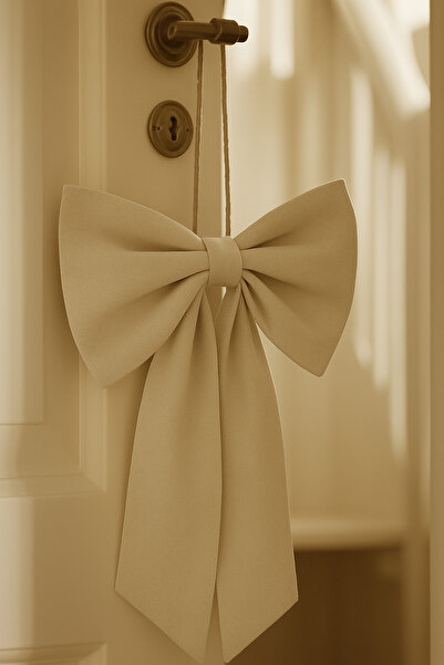 Mirilliahome Linen Striped Door Bow Ornament |   Hanging Decorative Door Ornament 28X15 cm