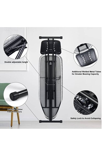 HYX Wide Ironing Board (17" x 48") with Steam Iron Station Holder