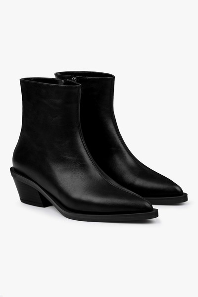 Shoeberry Women's Colt Black Leather Cowboy Boots