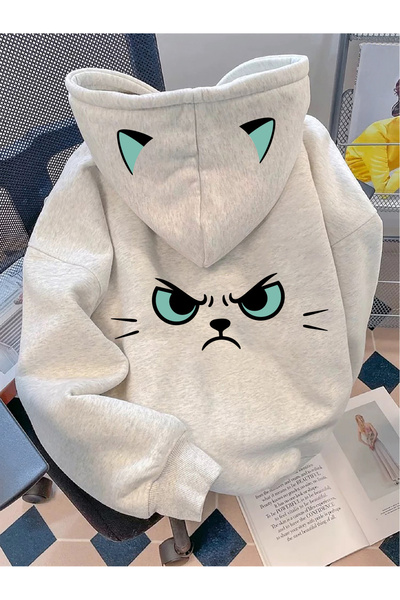 GALASHOP Kızgın surat Kedi desenli Kadınlar için Kapşonlu