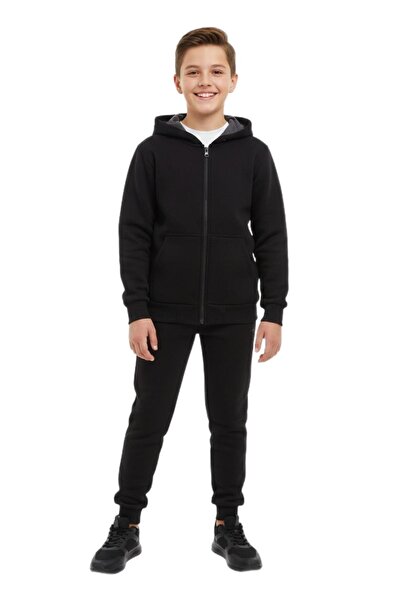 BAGLAN Set de trening pentru băieți cu cu glugă fermoar și 3 fire BGL-ST05053