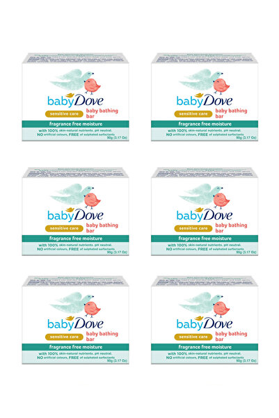 Dove Baby Fragrance-Free Moisture Bathing Bar, 6 x 90g (Sensitive Care)