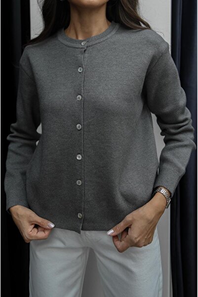 Havoş Gray Alona Crew Neck Cardigan
