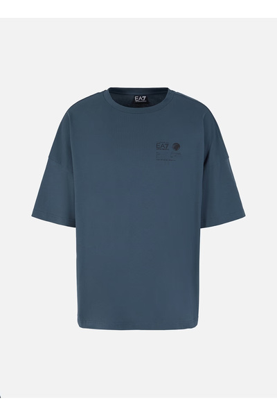 EA7 Bisiklet Yaka Mavi Erkek T-Shirt MOUNTAIN URBAN ESCAPE