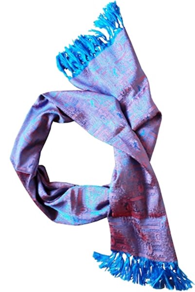 Lakshmi - Oriental Silk Scarf, violet and light blue, 160 x 60 cm
