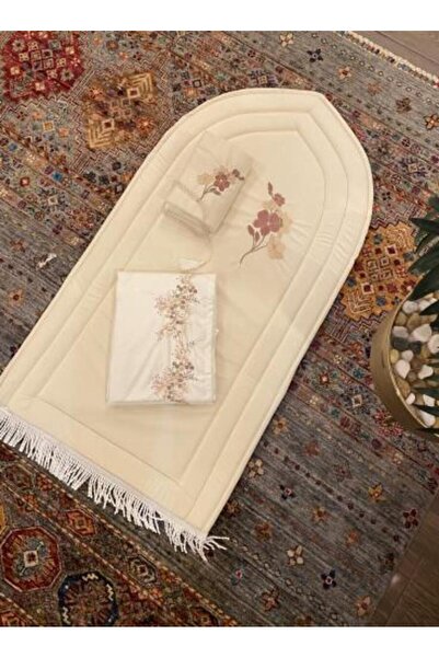 MAYAR طقم ملكي٣ قطع شرشف صلاه سجاد فوم مطرز بيت مصحف