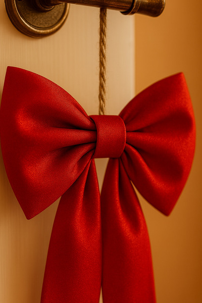 Mirilliahome Στολίδι με ριγέ λινό φιόγκο για πόρτα |   Διακοσμητικό Στολίδι Πόρτας με Κρεμάστρα 28x15 εκ.