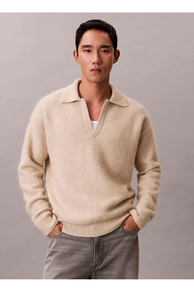 Calvin Klein Bisiklet Yaka Normal Beyaz Erkek Kazak LV04LD307GPD7_LS BRUSHED ...